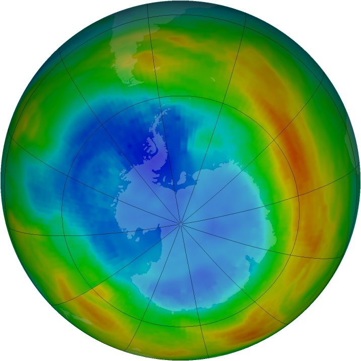 Antarctic ozone map for 24 August 1988